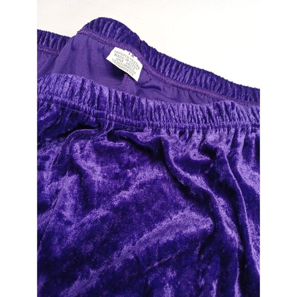 Purple Women Crushed Velvet Velour Pants Purple Sz 1X Pull On Elastic Waist - Picture 3 of 5